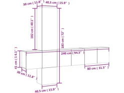 vidaXL 5-Tlg Wohnwand Grau Sonoma Holzwerkstoff 3216462
