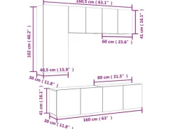 vidaXL 5-Tlg Wohnwand Grau Sonoma Holzwerkstoff 3216469