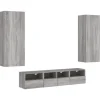 vidaXL 5-Tlg Wohnwand Grau Sonoma Holzwerkstoff 3216544