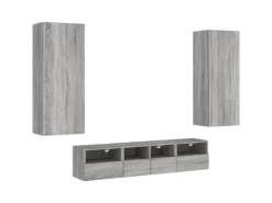 vidaXL 5-Tlg Wohnwand Grau Sonoma Holzwerkstoff 3216544