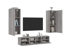 vidaXL 5-Tlg Wohnwand Grau Sonoma Holzwerkstoff 3216544
