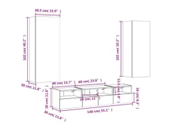 vidaXL 5-Tlg Wohnwand Grau Sonoma Holzwerkstoff 3216544