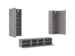 vidaXL 5-Tlg Wohnwand Grau Sonoma Holzwerkstoff 3216544