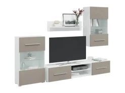 vidaXL 5-Tlg Wohnwand mit LED-Beleuchtung Steingrau Holzwerkstoff 3324233