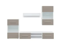 vidaXL 5-Tlg Wohnwand mit LED-Beleuchtung Steingrau Holzwerkstoff 3324233