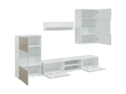 vidaXL 5-Tlg Wohnwand mit LED-Beleuchtung Steingrau Holzwerkstoff 3324233