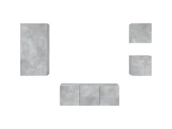 vidaXL 5-tlg. Wohnwand mit LED-Beleuchtung Betongrau Holzwerkstoff Modell 7