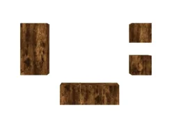 vidaXL 5-Tlg Wohnwand mit LED-Beleuchtung Räuchereiche Holzwerkstoff 3216829