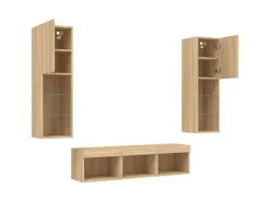 vidaXL 5-tlg. Wohnwand mit LED-Beleuchtung Sonoma-Eiche Holzwerkstoff Modell 2