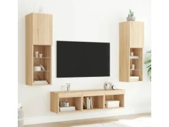 vidaXL 5-tlg. Wohnwand mit LED-Beleuchtung Sonoma-Eiche Holzwerkstoff Modell 2