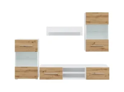 vidaXL 5-Tlg Wohnwand mit LED-Beleuchtung Artisan-Eiche Holzwerkstoff 3324234