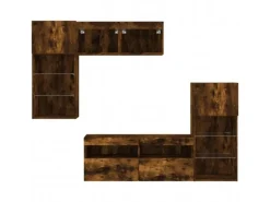 vidaXL 5-Tlg Wohnwand mit LED-Beleuchtung Räuchereiche Holzwerkstoff 3216729