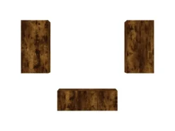 vidaXL 4-Tlg Wohnwand mit LED-Beleuchtung Räuchereiche Holzwerkstoff 3216822