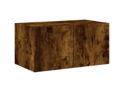 vidaXL 4-Tlg Wohnwand mit LED-Beleuchtung Räuchereiche Holzwerkstoff 3216822