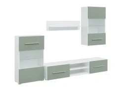 vidaXL 5-Tlg Wohnwand mit LED-Beleuchtung Olivgrün Holzwerkstoff 3324232