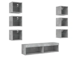 vidaXL 8-Tlg Wohnwand mit LED-Beleuchtung Betongrau Holzwerkstoff 3216636