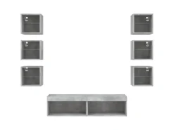 vidaXL 8-Tlg Wohnwand mit LED-Beleuchtung Betongrau Holzwerkstoff 3216636