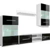 vidaXL 4-Tlg Wohnwand mit TV-Schrank & LED-Leuchten Hochglanz-Schwarz 242573