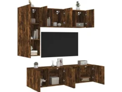 vidaXL 5-Tlg Wohnwand Räuchereiche Holzwerkstoff 3216468