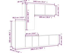 vidaXL 5-Tlg Wohnwand Räuchereiche Holzwerkstoff 3216493