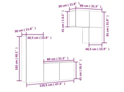 vidaXL 4-Tlg Wohnwand Räuchereiche Holzwerkstoff 3216432