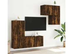 vidaXL 4-Tlg Wohnwand Räuchereiche Holzwerkstoff 3216432
