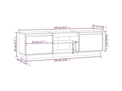 vidaXL TV-Schrank Grau 140x35x40 cm Massivholz Kiefür