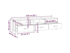 vidaXL TV-Schrank HAMAR Hellgrau 158x40x40 cm Massivholz Kiefür