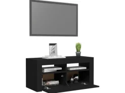 vidaXL TV-Schrank mit LED-Beleuchtung Schwarz 90x35x40 cm