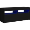 vidaXL TV-Schrank mit LED-Leuchten Schwarz 90x35x40 cm