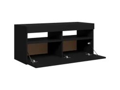vidaXL TV-Schrank mit LED-Leuchten Schwarz 90x35x40 cm
