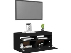 vidaXL TV-Schrank mit LED-Leuchten Schwarz 90x35x40 cm