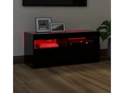 vidaXL TV-Schrank mit LED-Leuchten Schwarz 90x35x40 cm