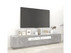 vidaXL TV-Schrank mit LED-Leuchten Betongrau 200x35x40 cm