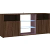 vidaXL TV-Schrank mit LED-Leuchten Braun Eichen-Optik 120x30x50 cm