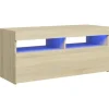 vidaXL TV-Schrank mit LED-Leuchten Sonoma-Eiche 90x35x40 cm