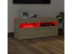vidaXL TV-Schrank mit LED-Leuchten Sonoma-Eiche 90x35x40 cm