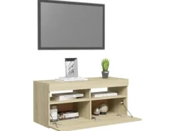 vidaXL TV-Schrank mit LED-Leuchten Sonoma-Eiche 90x35x40 cm