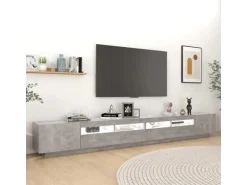 vidaXL TV-Schrank mit LED-Leuchten Betongrau 300x35x40 cm