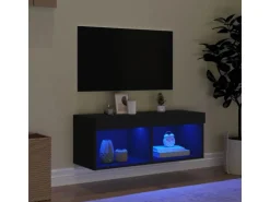 vidaXL TV-Schrank mit LED-Leuchten Schwarz 80x30x30 cm