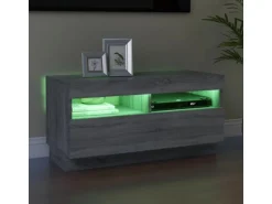 vidaXL TV-Schrank mit LED-Leuchten Grau Sonoma 80x35x40 cm
