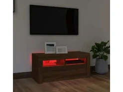 vidaXL TV-Schrank mit LED-Leuchten Braun Eichen-Optik 90x35x40 cm Modell 2