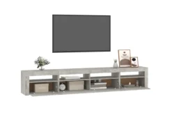 vidaXL TV-Schrank mit LED-Leuchten Betongrau 240x35x40 cm 3