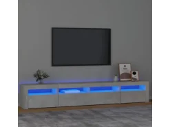 vidaXL TV-Schrank mit LED-Leuchten Betongrau 240x35x40 cm 3