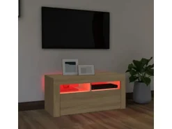vidaXL TV-Schrank mit LED-Leuchten Sonoma-Eiche 90x35x40 cm Modell 1