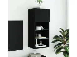 vidaXL TV-Schrank mit LED-Leuchten Schwarz 40,5x30x90 cm