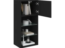 vidaXL TV-Schrank mit LED-Leuchten Schwarz 40,5x30x90 cm