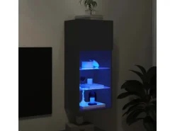 vidaXL TV-Schrank mit LED-Leuchten Schwarz 40,5x30x90 cm