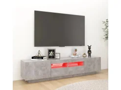 vidaXL TV-Schrank mit LED-Leuchten Betongrau 180x35x40 cm 2
