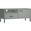 vidaXL TV-Schrank OSLO mit Metallbeinen Grau Massivholz Kiefür Modell 3